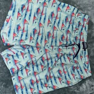 BURLEBO Blue and Red Swim Trunks with Lightweight Material and Adjustable Fit